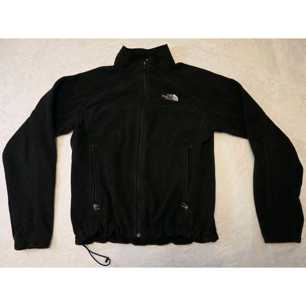 033-North Face Women's XL WindWall Fleece Jacket Black Full Zip Soft Shell Coat